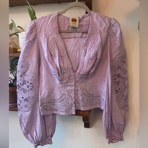 Farm Rio lavender blouse medium